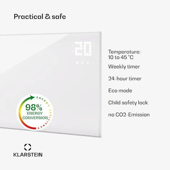 Klarstein Wonderwall Smart Bornholm, infravörös hősugárzó, 360 W