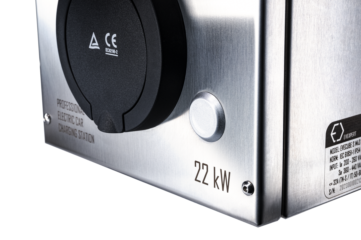 Evexpert 2B 2x22 KW Fali töltő energiamenedzsment, kijelző, RFID,
