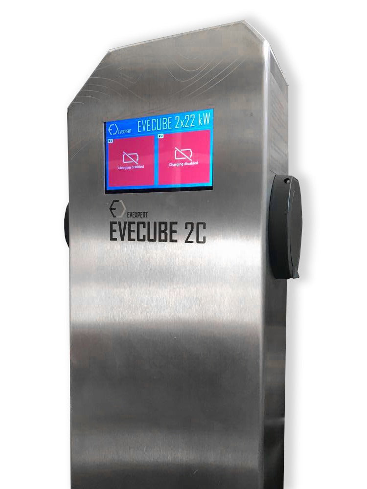 Evexpert 2B 2x22 KW töltőoszlop kijelzővel, RFID, Napelem támogatás